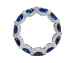 18K Solid Gold Sapphire and Diamond Eternity Band Ring - 图片 4