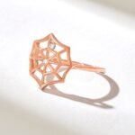 Natural Diamond Spider Web Ring | 14K Solid Gold Statement Ring | Vintage Boho Gothic - Image 6