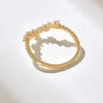 Natural Diamond Curved Ring |  14k Solid Gold Chevron Ring - 图片 7
