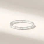 18K Solid Gold Slim Wedding Ring: Real Natural Diamond Delicate Stacking Band - Image 5