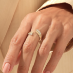 密镶天然钻石袖口戒指 | 14k金个性戒指 | 纯金开口婚礼