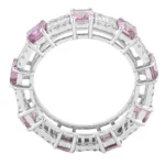 14K Solid Gold 5.92 Carat Diamond and Pink Sapphire Eternity Band - 图片 2