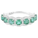 14K纯金实验室培育祖母绿和钻石戒指