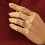 One Side Pave Wedding Band: 14k Gold Minimalist Diamond Marriage Band - Image 3