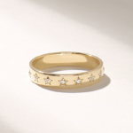 14k Solid Gold Star Eternity Wedding Band: Women's Ring with Star Set Natural Diamonds - Image 6