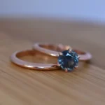 18K Solid Gold Montana Sapphire Solitaire Engagement Ring Set